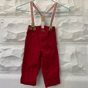 Cat & Jack Red pant suspenders overall for baby boy